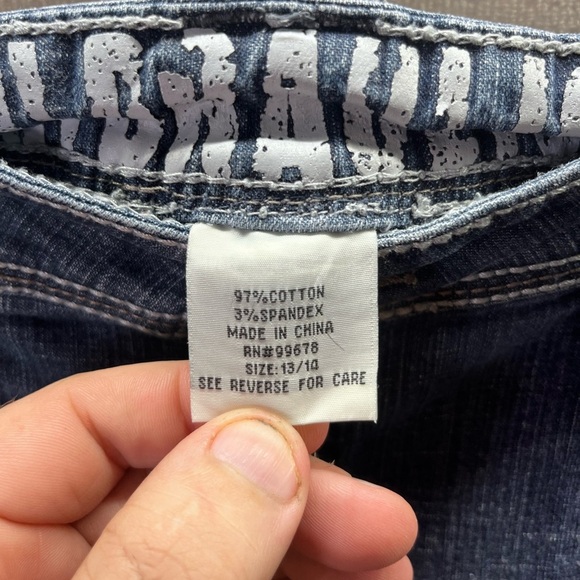 Hydraulic Bootcut Jeans Womens 13/14 Wide Stitch Embroidered Blue Denim 2226 - Picture 3 of 10